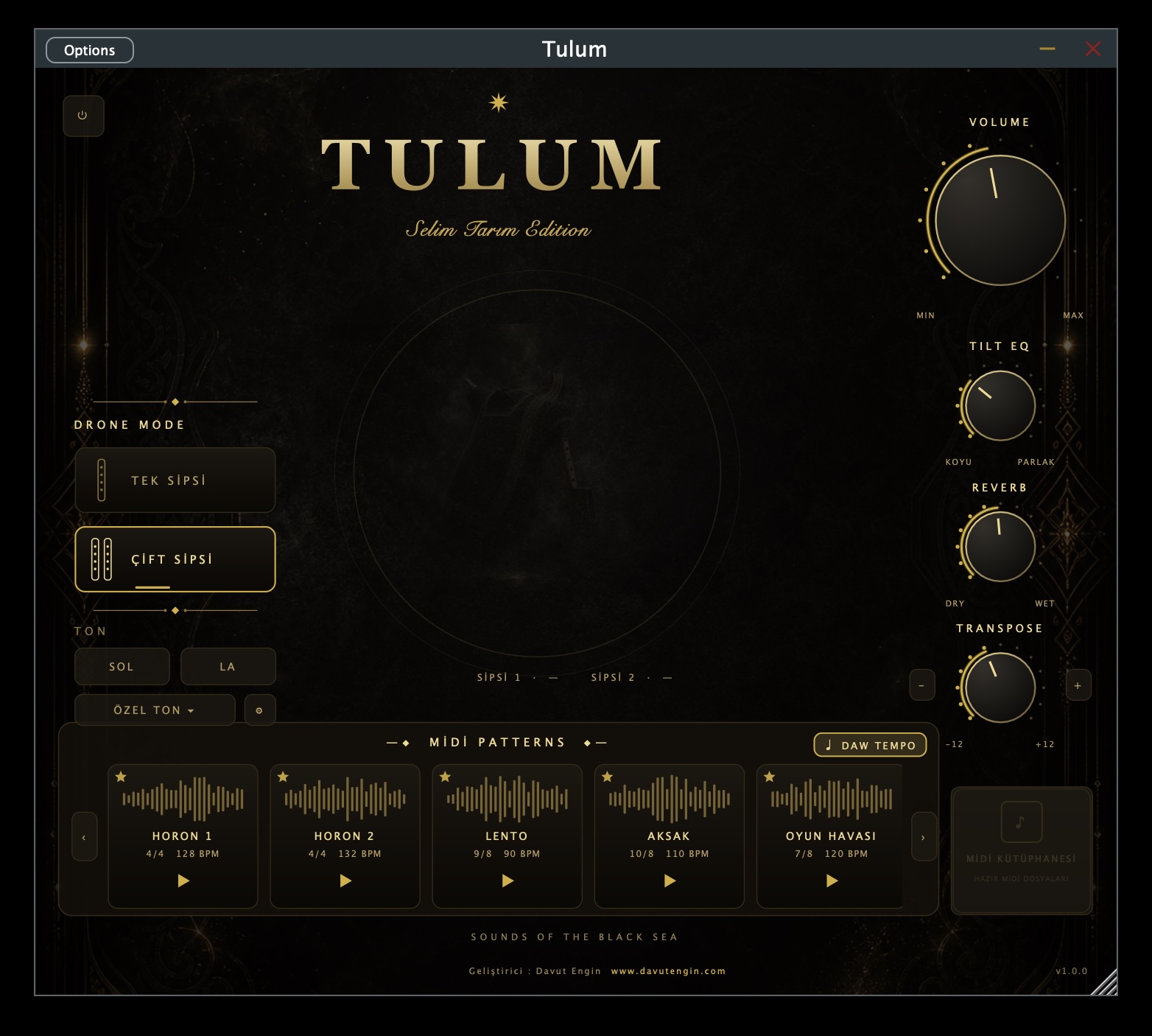 Tulum Plugin arayüzü